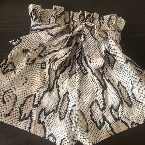 Paper-bag snakeskin shorts
